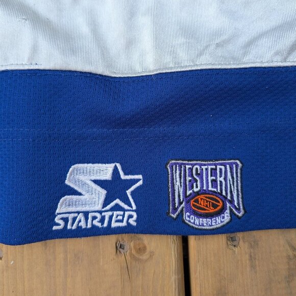 Vintage Starter Vancouver Canucks NHL Hockey Jersey Large L Blue Red White - Picture 10 of 13